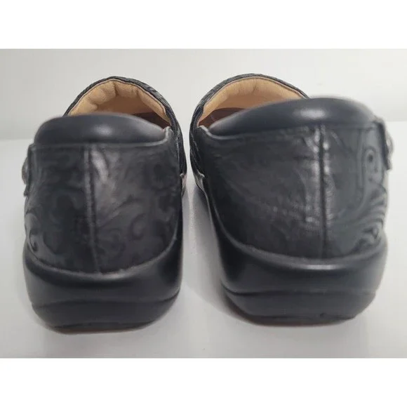 Alegria Womens Leather Clogs Shoes Black Embossed Slip On Casual EU 36 US 6.5 - Picture 5 of 9